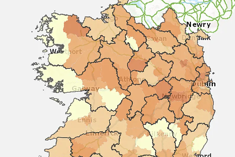 All but two areas of Cavan and Monaghan have Covid rates below national average