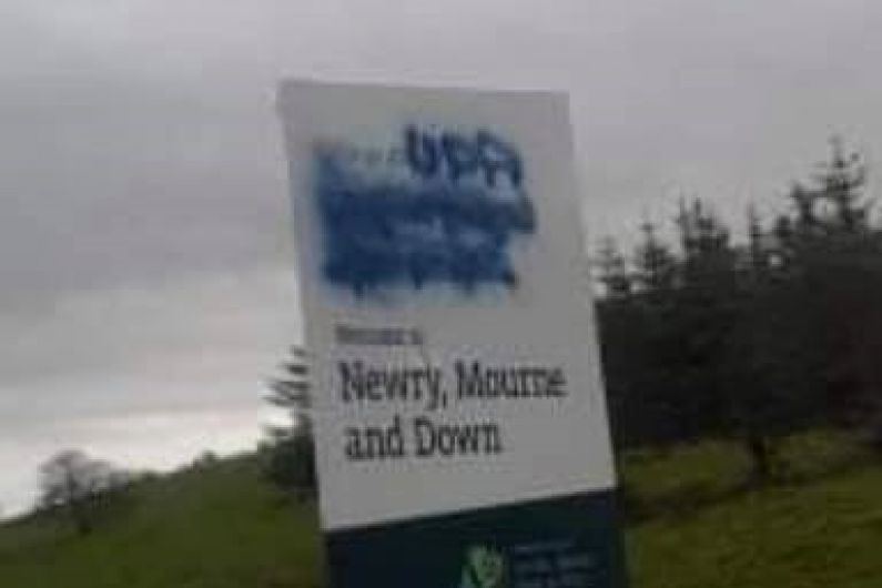 Irish language element of south Armagh road sign vandalised for a third time