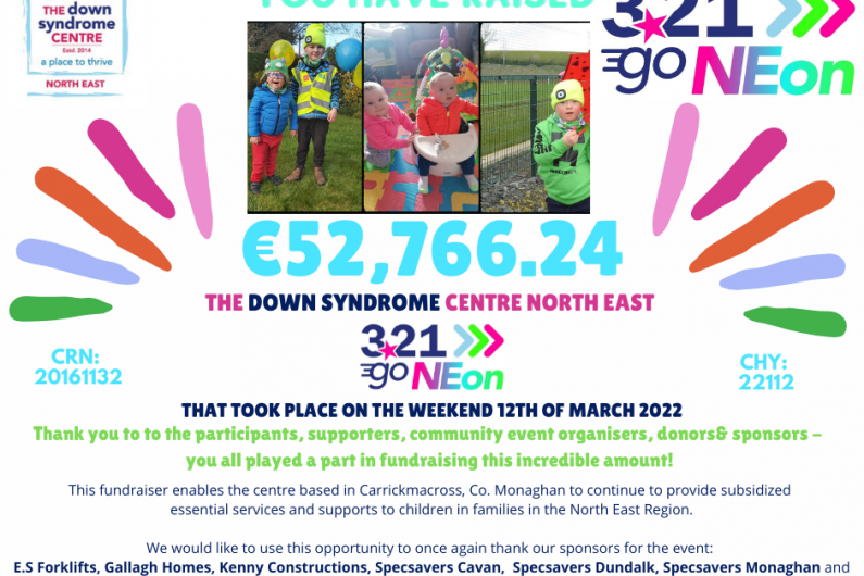 Anonymous donor helps Down Syndrome Centre North East raise over &euro;50,000