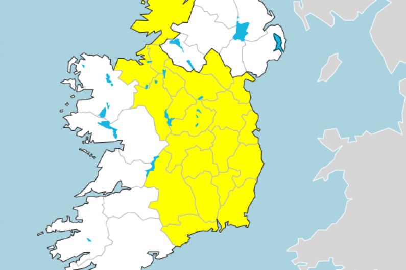 Yellow weather warning is in place for all counties in the Shannonside Northern Sound Region