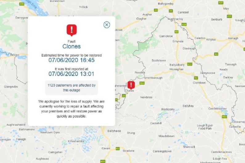 Power restored to majority of people in Clones and Smithborough