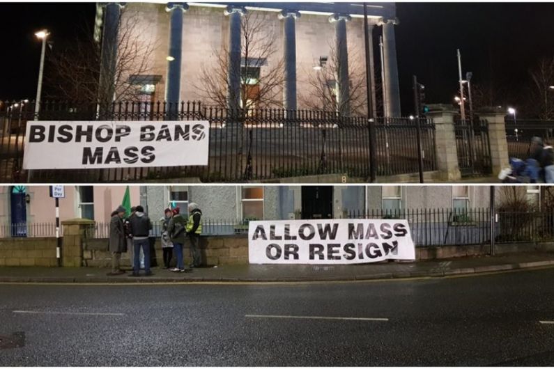 Protest held outside St Mel's Cathedral in Longford yesterday supporting Fr.PJ Hughes in Cavan