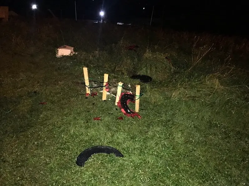 Rosses Point white cross and poppy wreaths vandalised