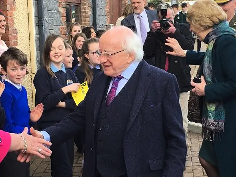 President greeted by children at Gaelscoil in Manorhamilton