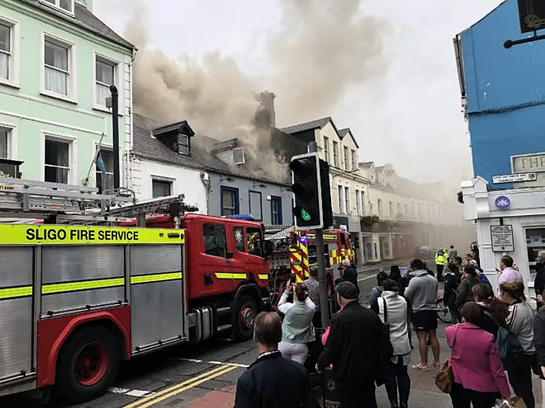 Businesses evacuated after a fire breaks out on O'Connell Street in Sligo Town