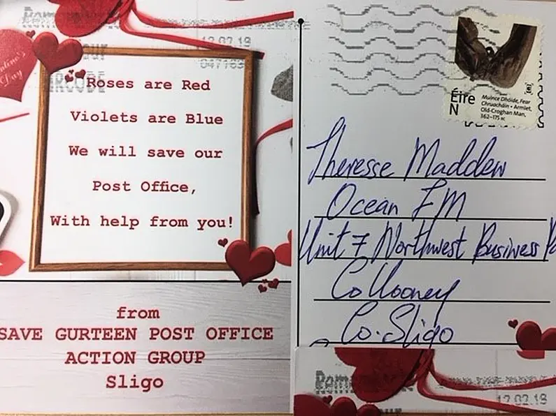 Gurteen Post Office Campaign Group issue Valentine's post card