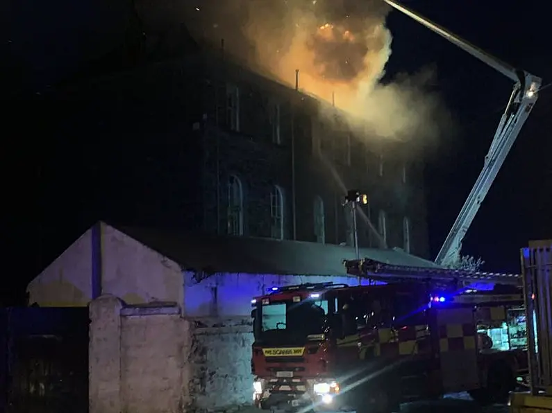 Old Summerhill College in Sligo on fire this evening