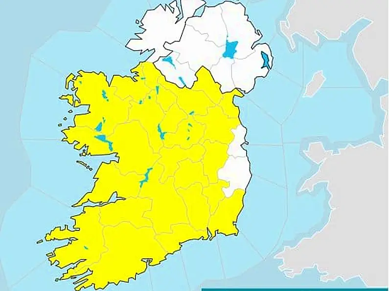 Weather warning in place until 9pm this evening