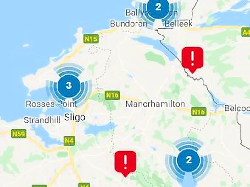 2,943 premises across Sligo, Leitrim and Donegal without power