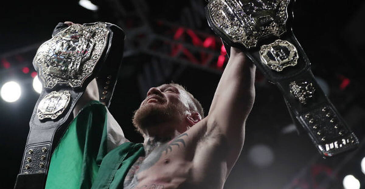Conor McGregor actually had the welterweight belt on his shoulder last ...