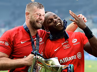 England's George Kruis address...