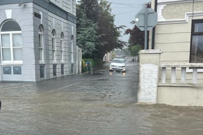 Flooding in Listowel after torrential downpours this afternoon