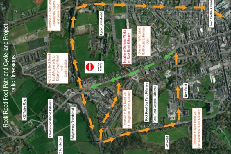 Traffic delays in Killarney for up to three months due to footpath and cycle lane works