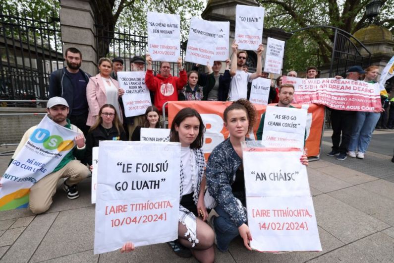 Leinster House protest over delays to Gaeltacht planning guidelines