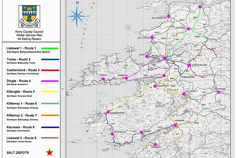 Kerry County Council crews salting priority routes ahead of cold weather warning