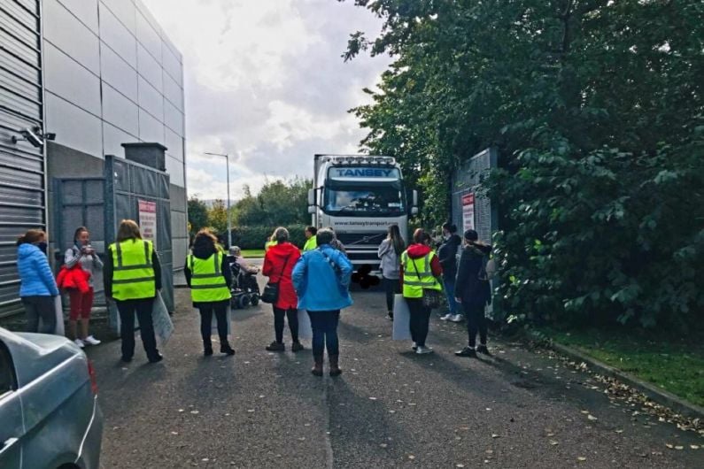 Former staff block truck delivering items needed to pack up stock in Debenhams Tralee