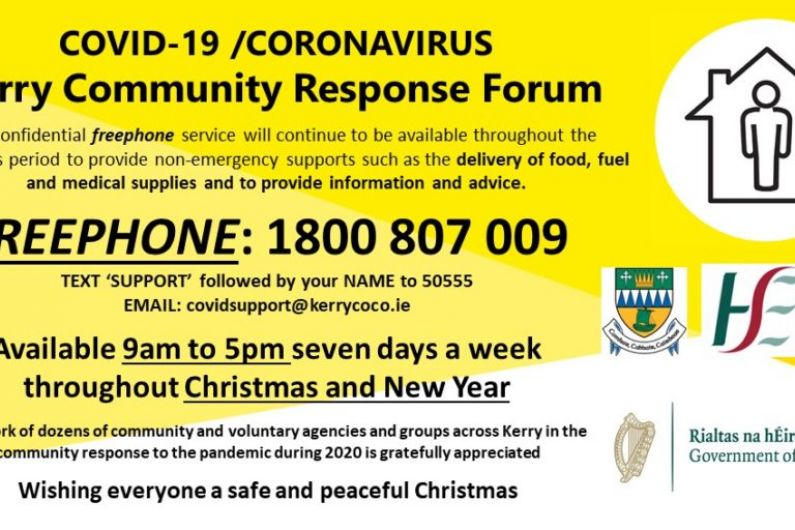 Kerry's COVID-19 freephone helpline will continue to operate over Christmas