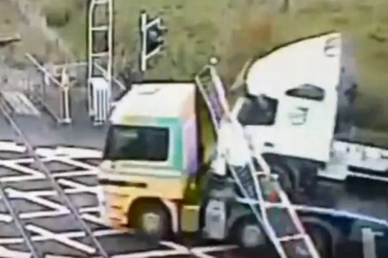 WATCH: Truck smashes through Roscommon railway barrier