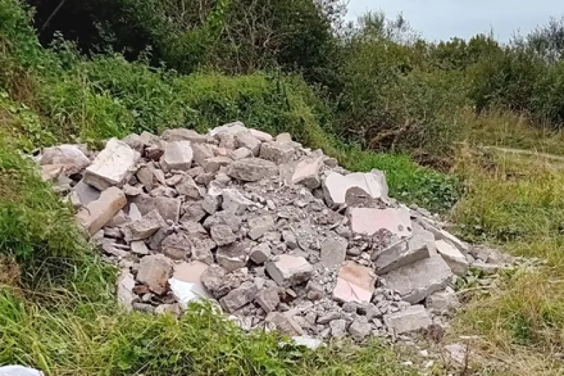 Pile of construction rubble dumped at a bog in Roscommon