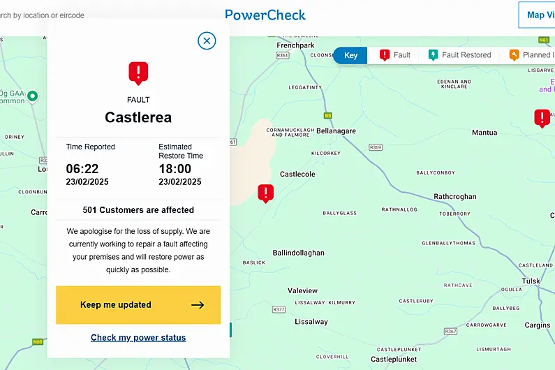 LISTEN: Almost 2,300 Shannonside homes and businesses have lost power due to strong winds