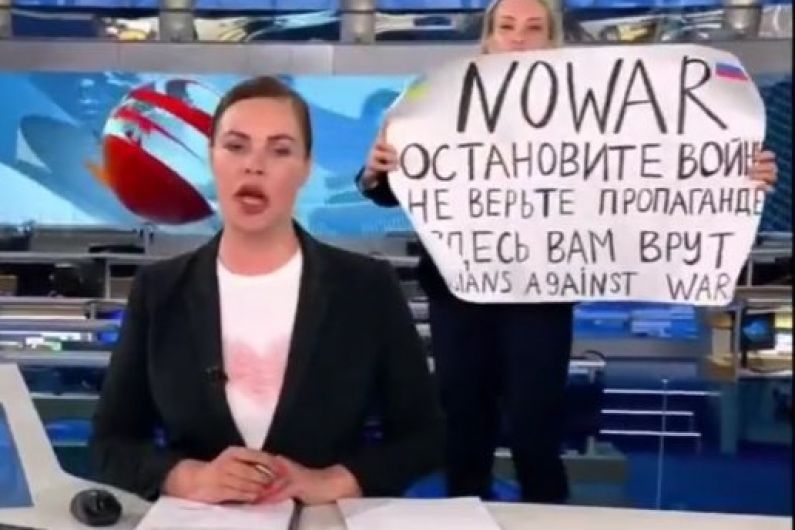 Anti-war protester disrupts Russian state TV broadcast