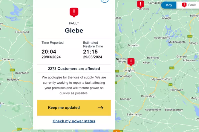 Major power cut in Longford town as 2,300 without electricity