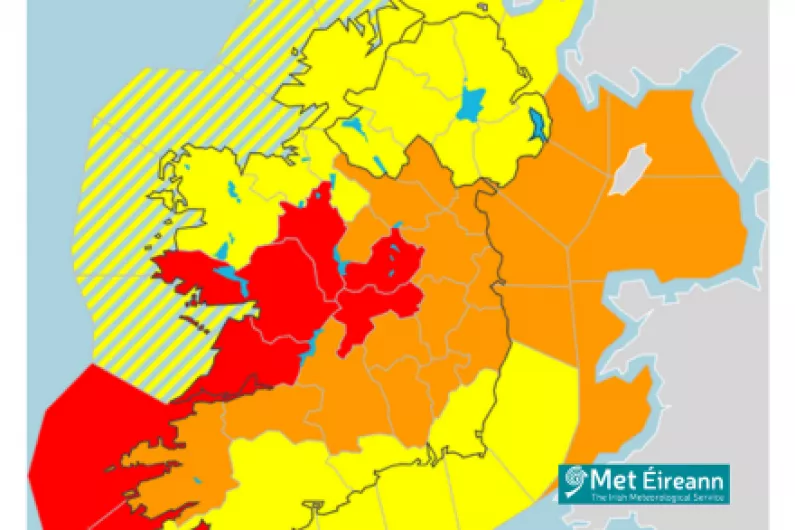 Red weather warning for Roscommon and Westmeath ahead of Storm Debi
