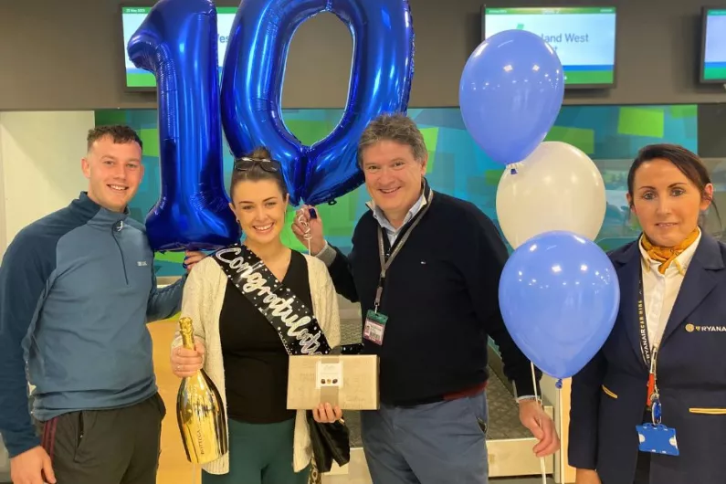 Roscommon woman becomes Ryanair's 10 millionth passenger at Knock Airport