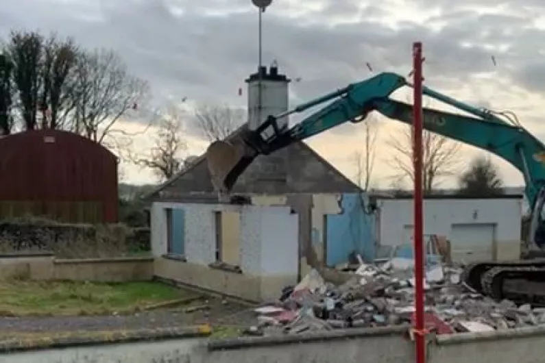 WATCH: Family home abandoned due to rising water levels demolished in south Roscommon