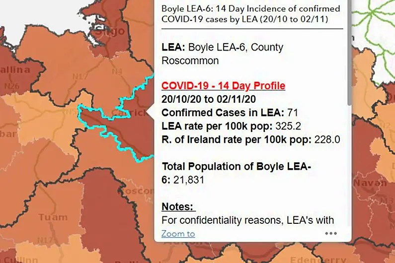 Covid rate in north Roscommon remains high