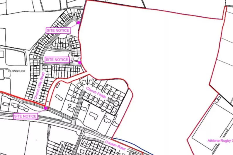 Planning for four-hundred new homes near Athlone lodged with An Bord Pleanala