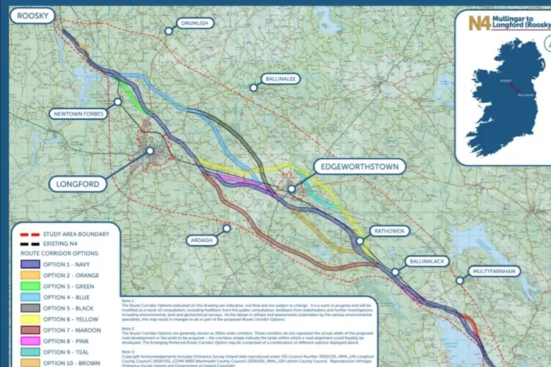 Route options for Mullingar-Rooskey M4 Road project published