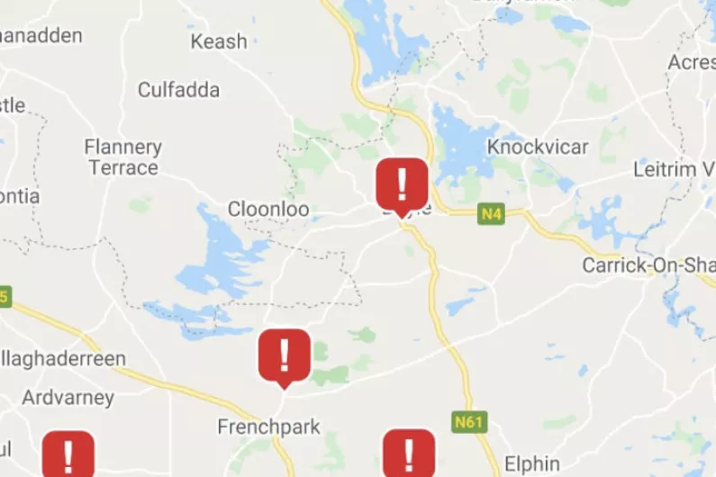 Almost one thousand homes are without power in County Roscommon.