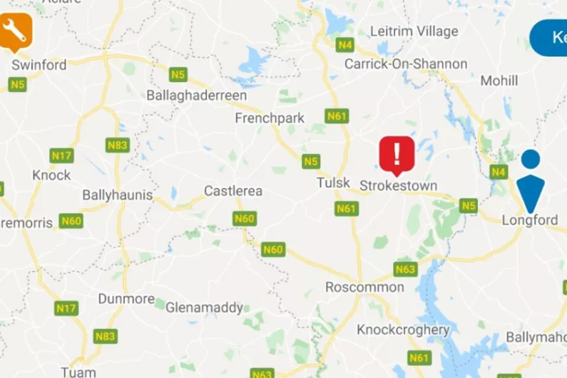 Over 500 electricity customers without supply in the Strokestown area this afternoon