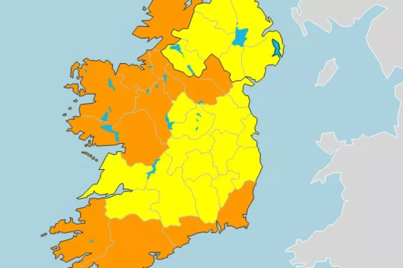 Orange and yellow rainfall alerts issued for region