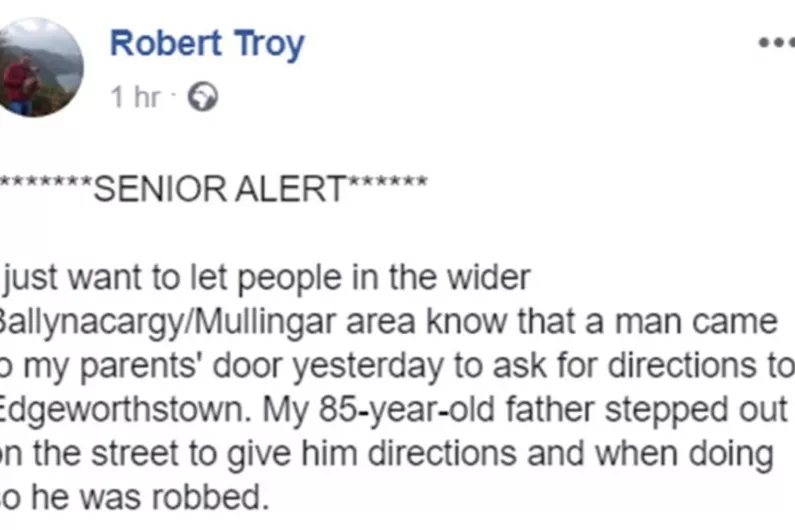 Local TD issues warning after elderly father robbed by man looking for directions