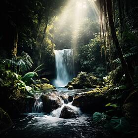 Tropical Waterfall: Water & Jungle Sounds Image