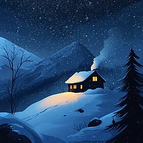 Winter Storm in a Cozy Mountain Cabin Image