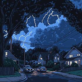 Suburban Thunderstorm Image