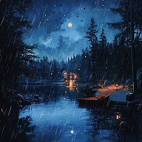 Soft Rain on a Lake | Rainy Day on a Lake Image