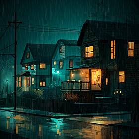 Rainy Neighborhood Ambience Image