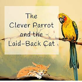 The Clever Parrot and the Laid-Back Cat Image