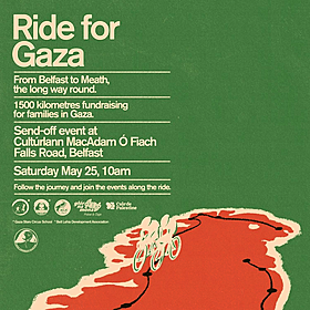 Mínithe: Ainle ón mbóthar i mbun Ride for Gaza Image