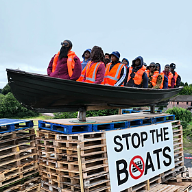 Model of migrant boat placed on top of Tyrone bonfire Image