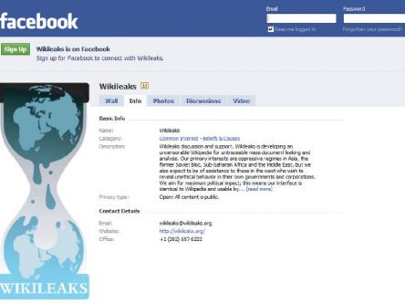 Wikileaks does not violate content standards, Facebook says