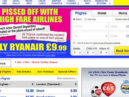 Ryanair website says ‘oui oui’ to Depardieu drama