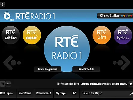 RTÉ launches Radio Player web service and mobile app