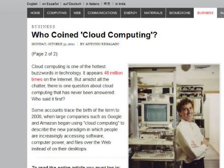 MIT credits Irish-based entrepreneur with co-coining term ‘cloud computing’