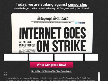 Internet on strike: websites go dark to protest SOPA and PIPA