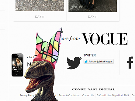 Konami code reveals well-dressed velociraptor catwalking on Vogue UK